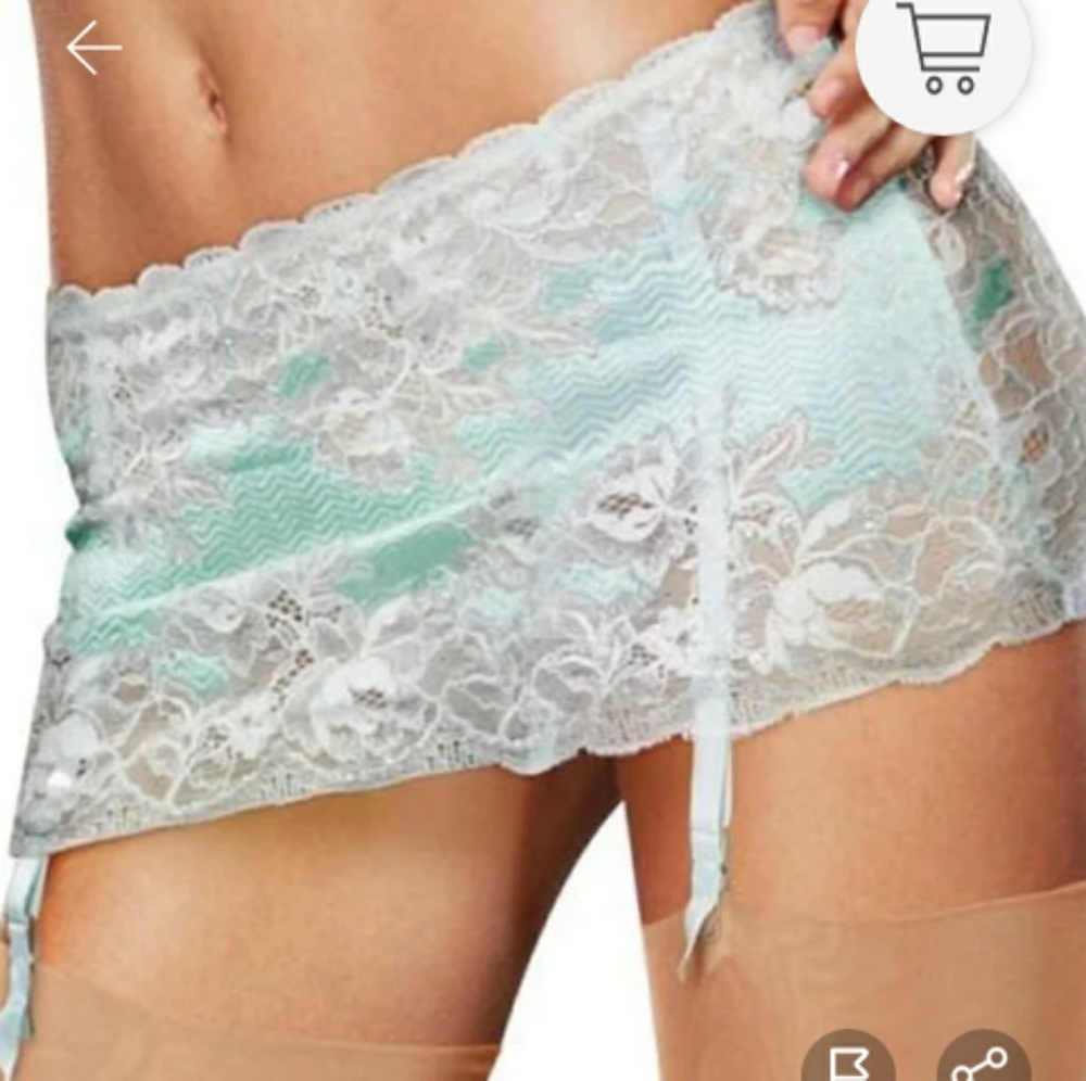 Victoria's secret garter belt lingerie blue green